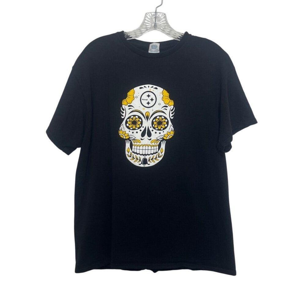 Steelers Sugar Skull Graphic Tshirt Large Black Tee Delta Pro Fanwear